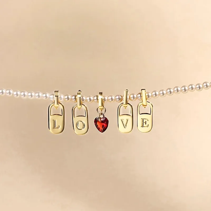ANNAYA Letter Plate Pendants Unisex-2