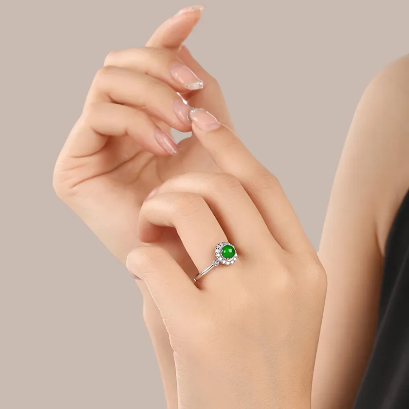 Purple Muli Glutinous Jade Jadeite Green Ring Women's-9