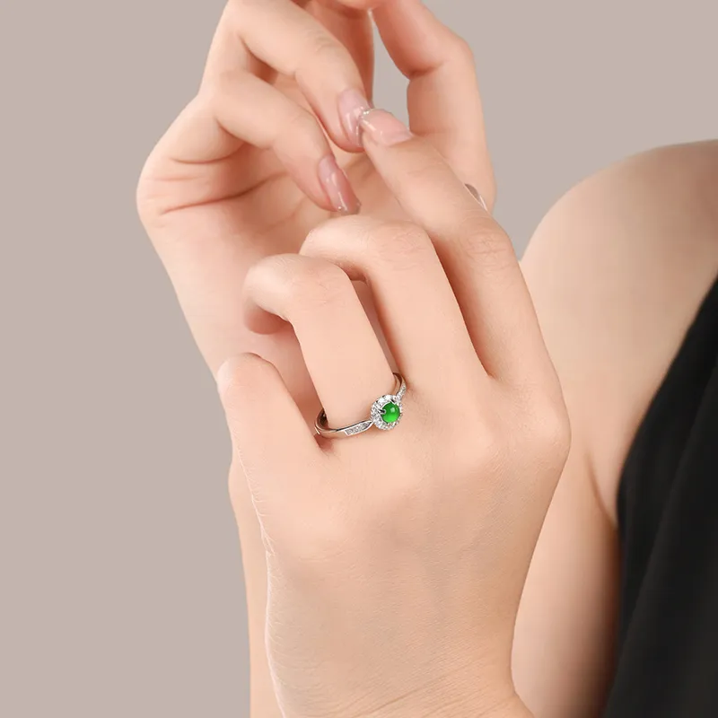 Purple Muli Glutinous Jade Jadeite Green Ring Women's-3