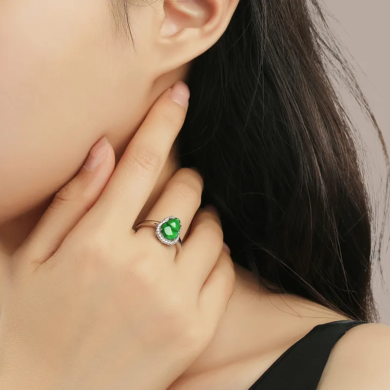 Purple Muli Ice Glutinous Jadeite Green Ring Women's-1
