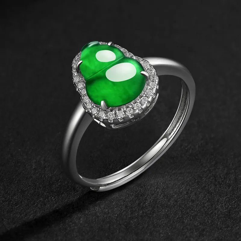 Purple Muli Ice Glutinous Jadeite Green Ring Women's-6