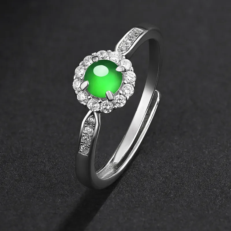Purple Muli Glutinous Jade Jadeite Green Ring Women's-2