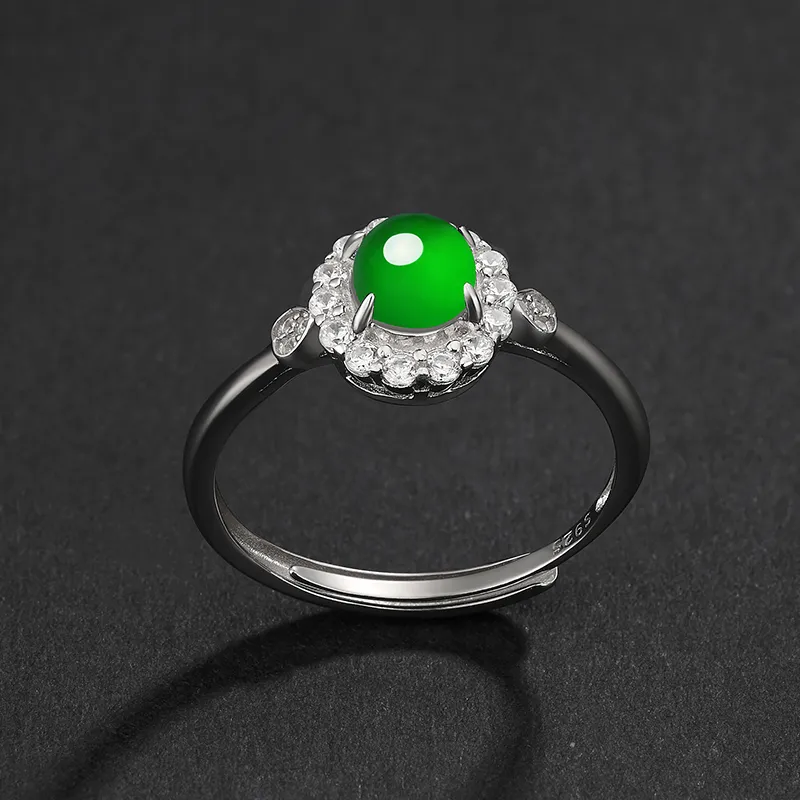Purple Muli Glutinous Jade Jadeite Green Ring Women's-10