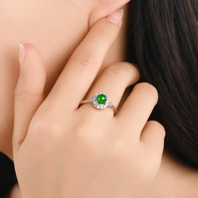 Purple Muli Glutinous Jade Jadeite Green Ring Women's-11
