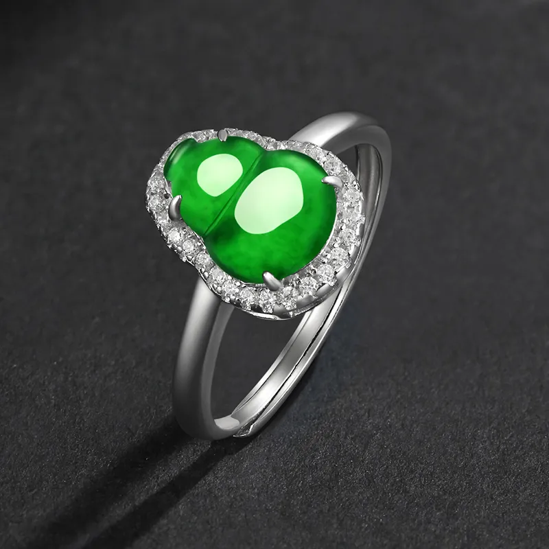 Purple Muli Ice Glutinous Jadeite Green Ring Women's-2
