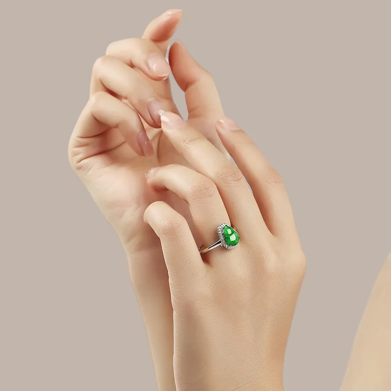 Purple Muli Ice Glutinous Jadeite Green Ring Women's-3