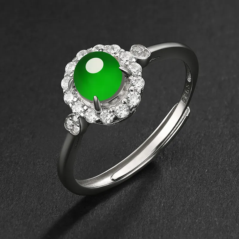 Purple Muli Glutinous Jade Jadeite Green Ring Women's-8