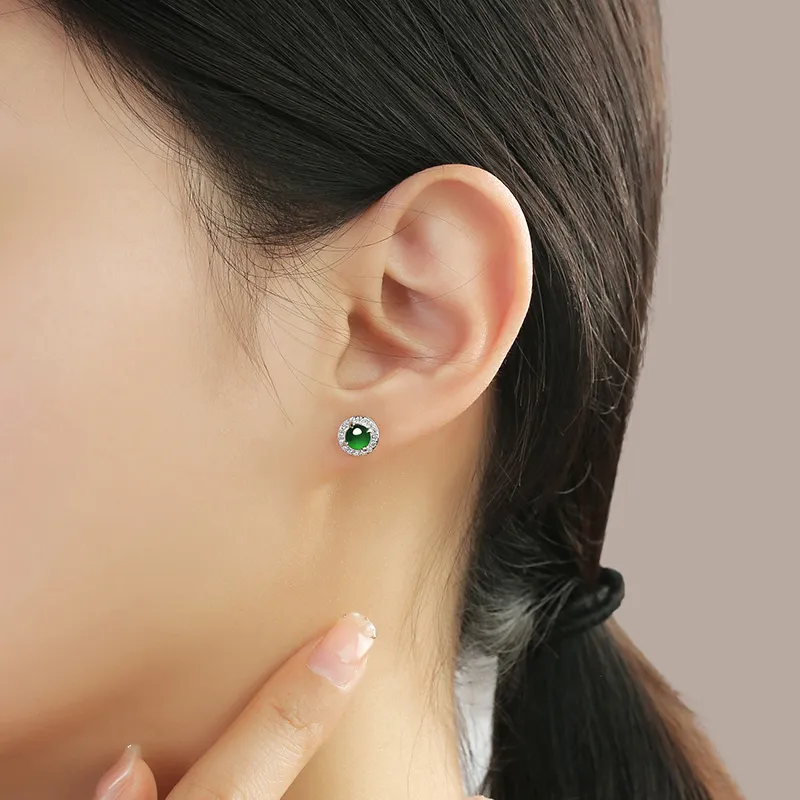 Purple Muli Ice Glutinous Jadeite Stud Earrings Women's-3