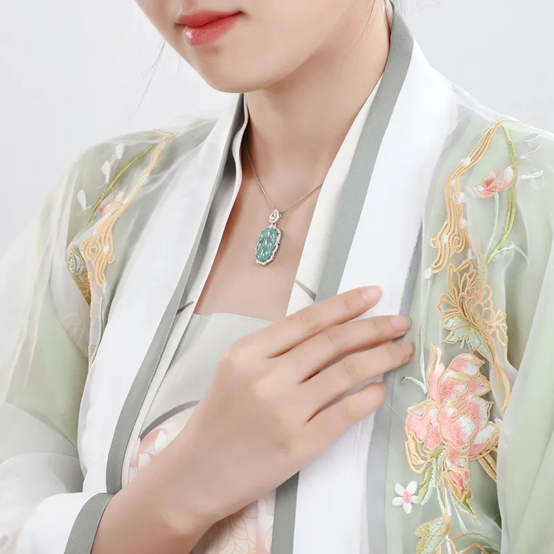 Purple Muli Glutinous Jade Jadeite Leaf Necklace Women's-2