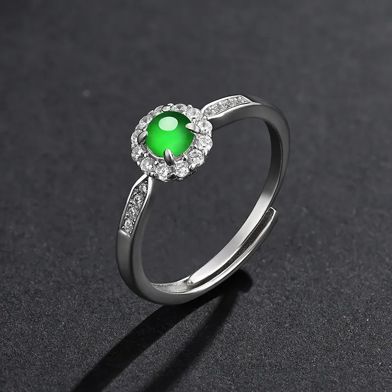 Purple Muli Glutinous Jade Jadeite Green Ring Women's-5