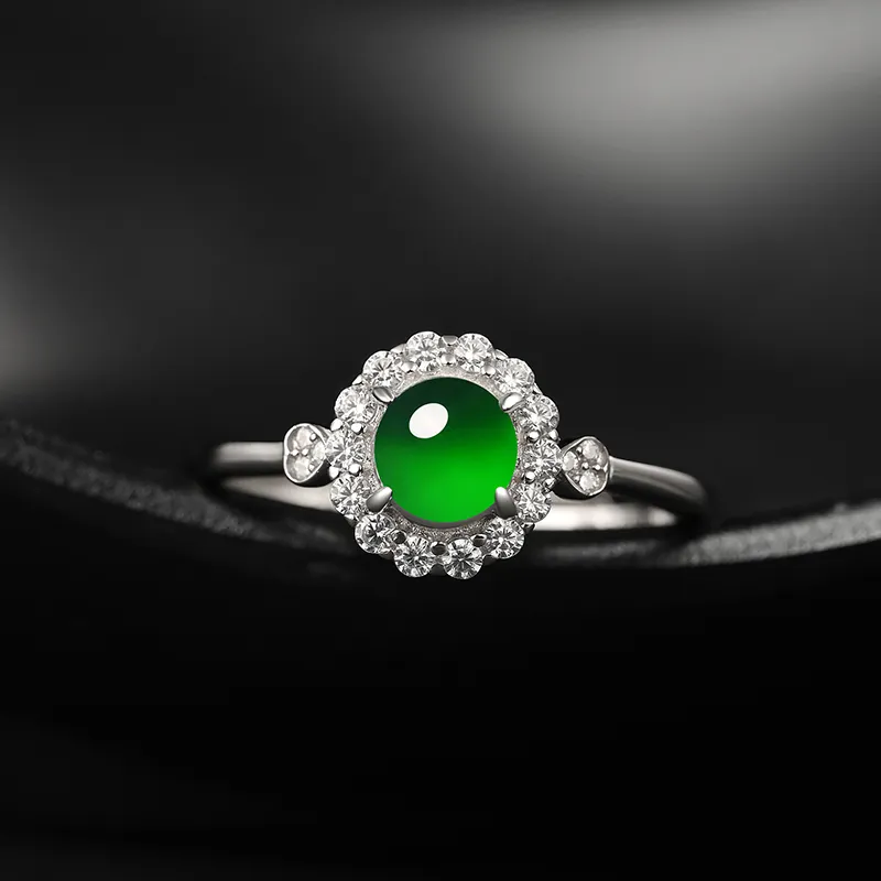 Purple Muli Glutinous Jade Jadeite Green Ring Women's-13