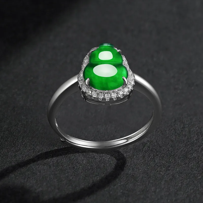 Purple Muli Ice Glutinous Jadeite Green Ring Women's-5