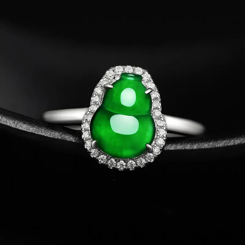 Purple Muli Ice Glutinous Jadeite Green Ring Women's-4