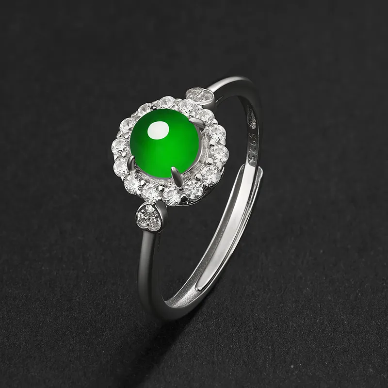 Purple Muli Glutinous Jade Jadeite Green Ring Women's-12