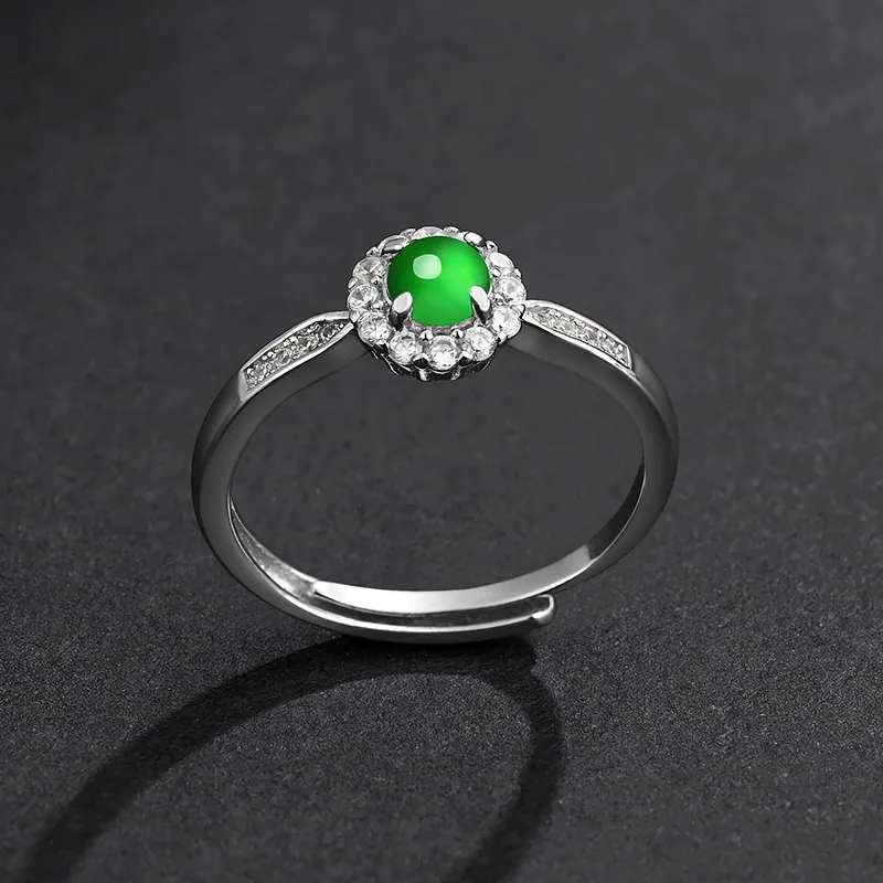 Purple Muli Glutinous Jade Jadeite Green Ring Women's-4