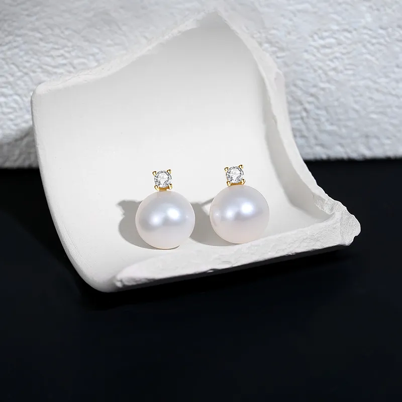 Inlady Freshwater Pearl Stud Earrings Women's-3