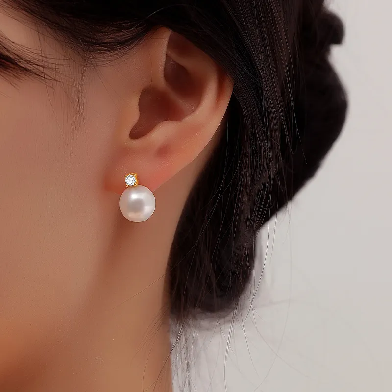 Inlady Freshwater Pearl Stud Earrings Women's-2