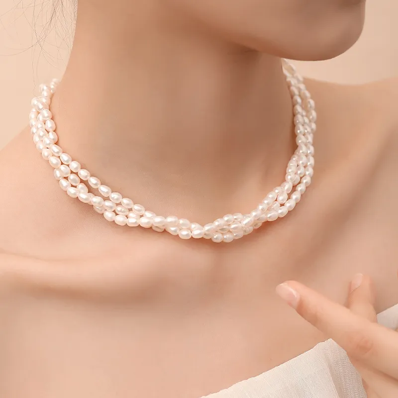 Inlady Freshwater Pearl Necklaces Women's Gold-1