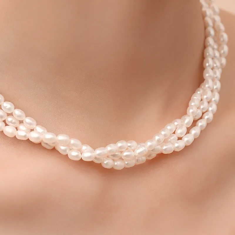 Inlady Freshwater Pearl Necklaces Women's Gold-2