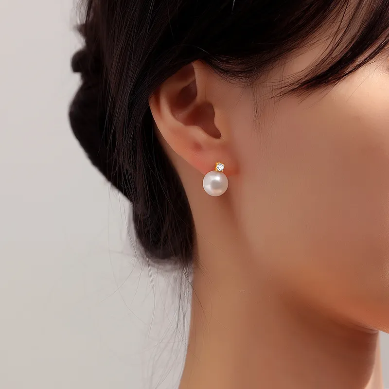 Inlady Freshwater Pearl Stud Earrings Women's-1