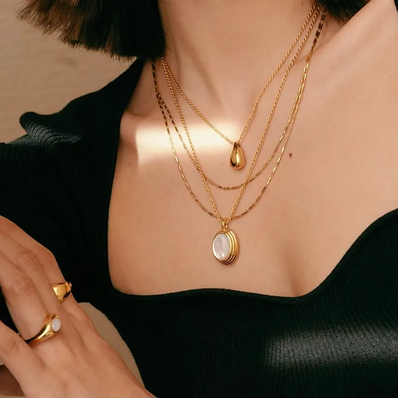 Leticia Ponti Brass White Mother Of Pearl Necklaces Women's-2
