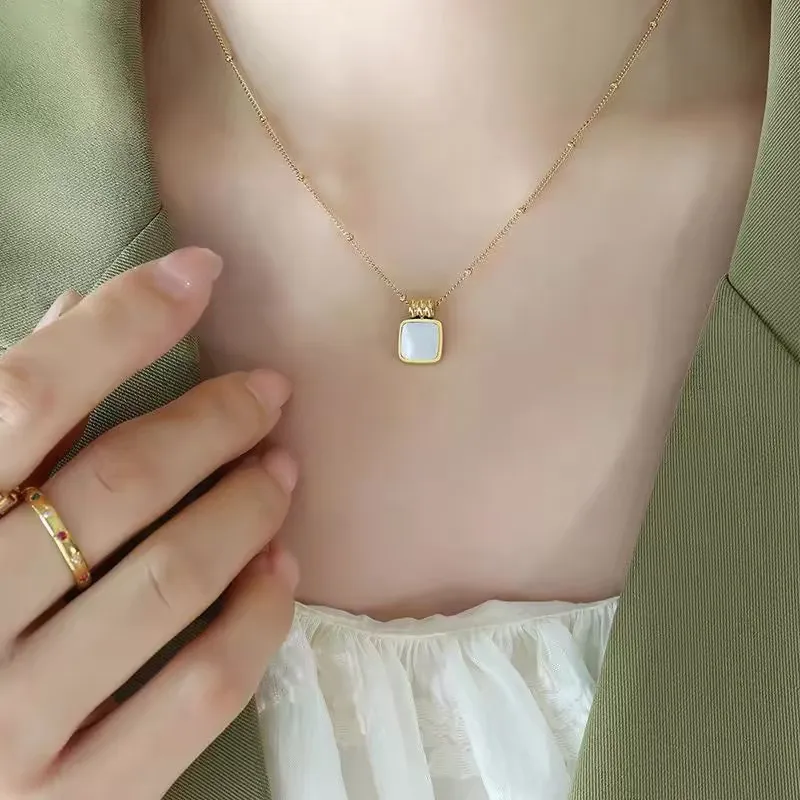 Leticia Ponti Stainless Steel, Mother Of Pearl Necklaces Women's Gold-1