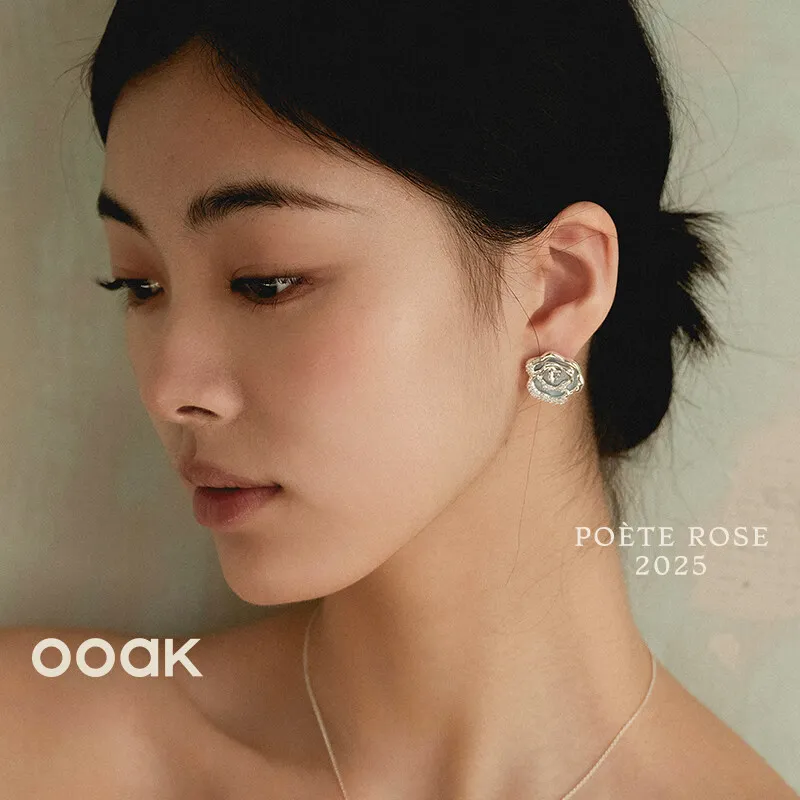 OOAK Rose Poet Collection White Mother Of Pearl Stud Earrings Women's-3