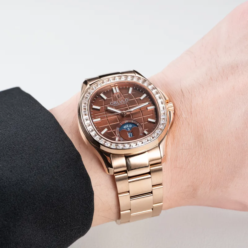 OBLVLO Automatic Mechanical Movement Watch Men's Watches Blue Dial-13