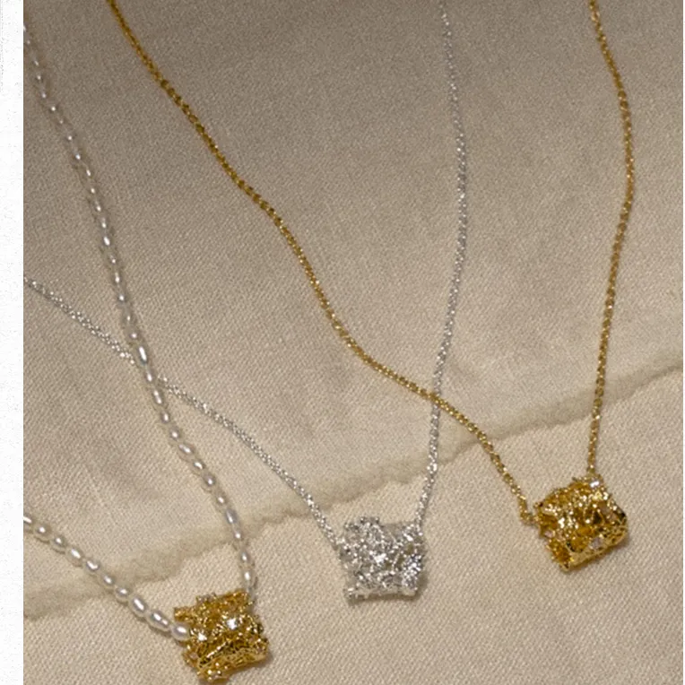 OOAK S925 Silver, Gold Plated Necklace Box Women's-5
