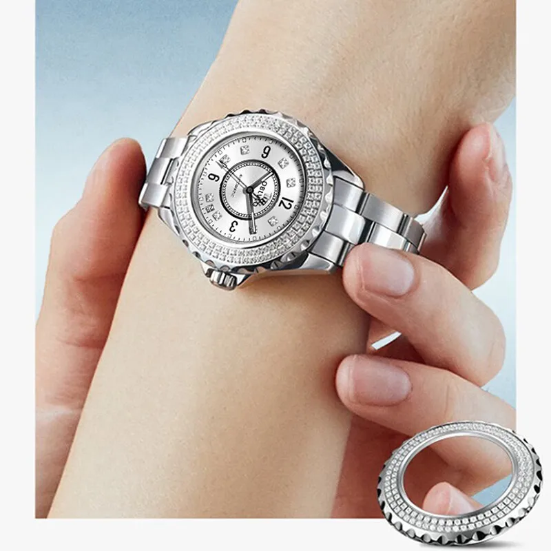 OBLVLO Automatic Mechanical Movement Stainless Steel Strap Watch Women's Watch Silver Dial-2