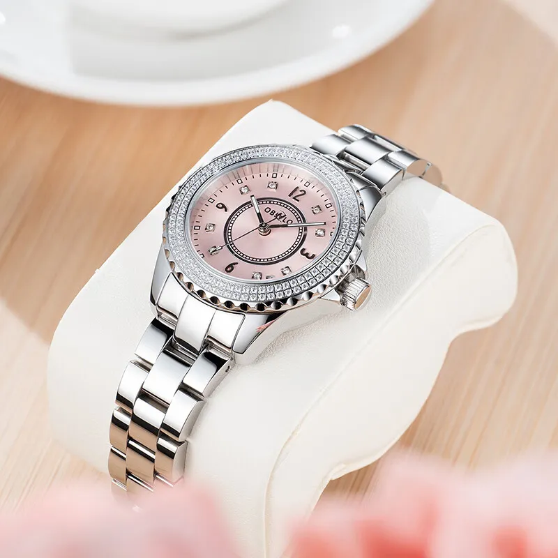 OBLVLO Automatic Mechanical Movement Stainless Steel Strap Watch Women's Watch Silver Dial-9