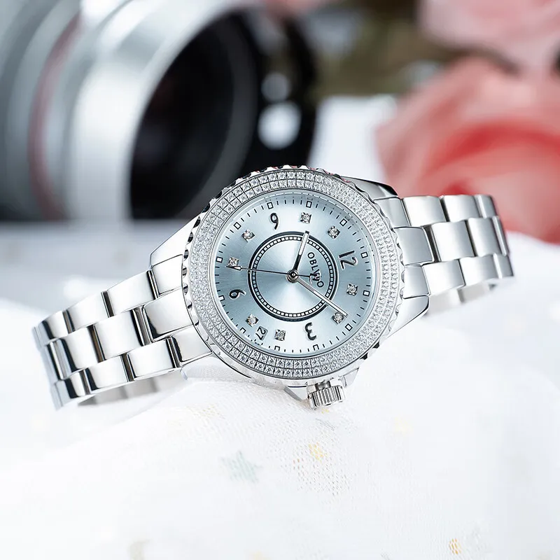 OBLVLO Automatic Mechanical Movement Stainless Steel Strap Watch Women's Watch Silver Dial-13