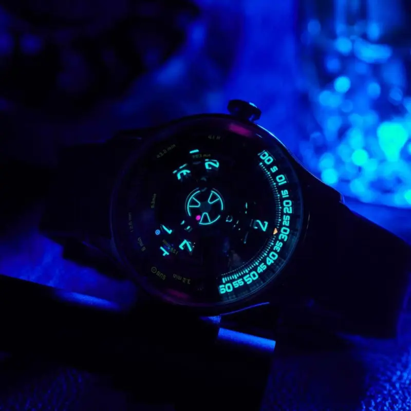 OBLVLO Solar Collection Automatic Mechanical Movement Rubber Strap Men's Watches Black Dial-6
