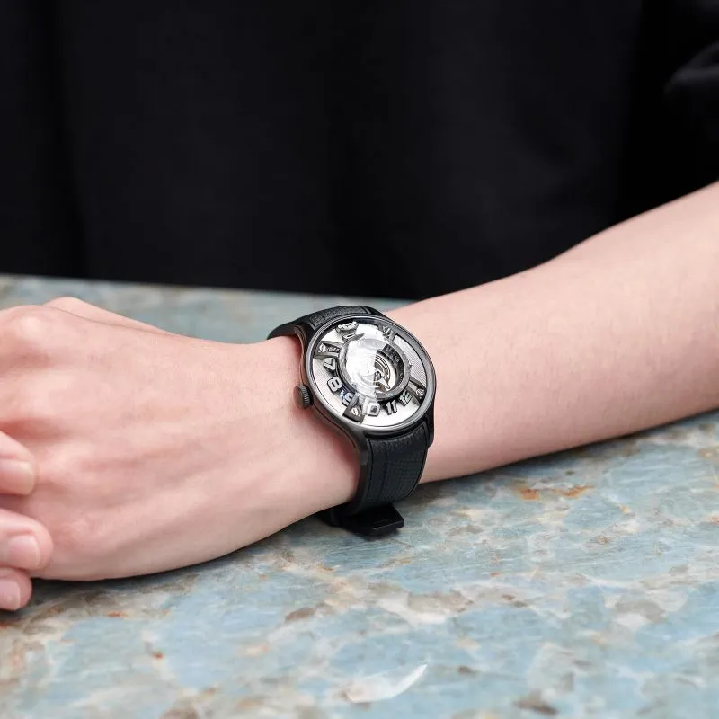 OBLVLO Mechanical Movement Watch Unisex Black Dial-4