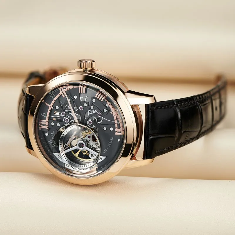 OBLVLO Automatic Mechanical Movement Genuine Leather Strap Watch Men's Watches Black Dial-36