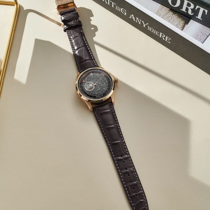 OBLVLO Automatic Mechanical Movement Watch Men's Watches Black Dial-16