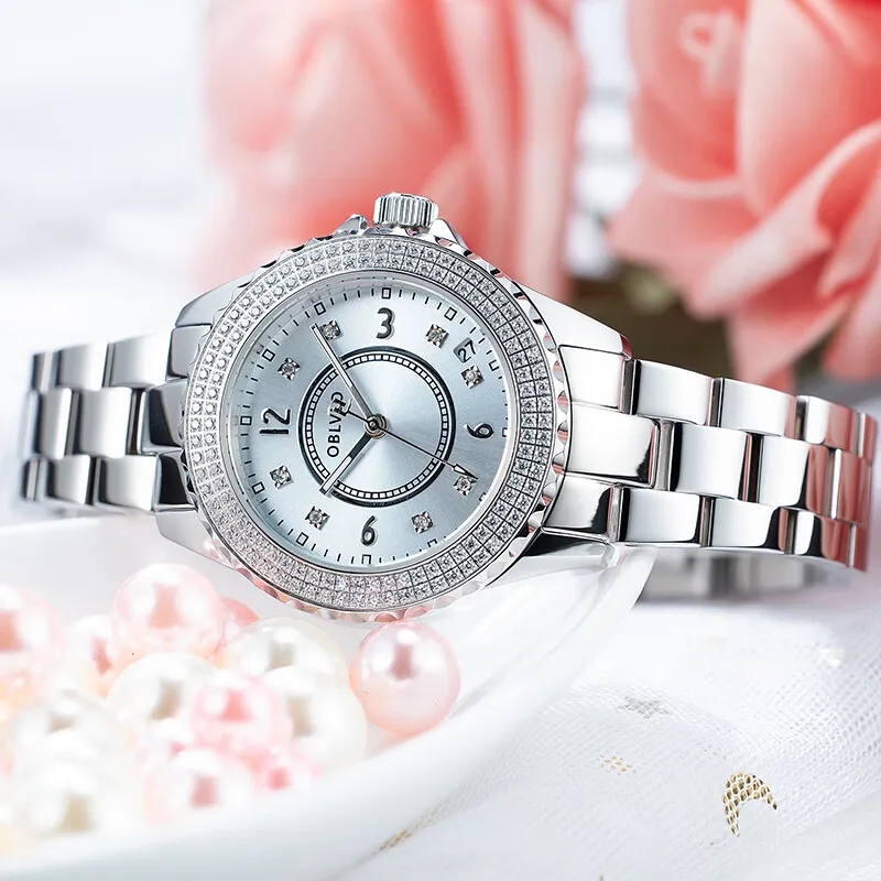 OBLVLO Automatic Mechanical Movement Stainless Steel Strap Watch Women's Watch Silver Dial-15