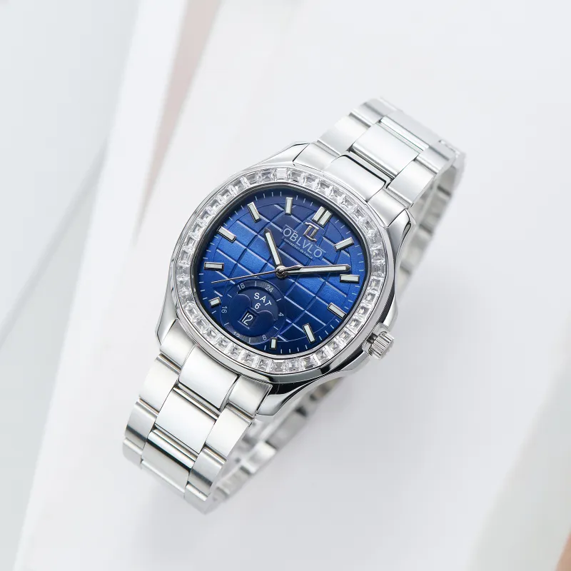 OBLVLO Automatic Mechanical Movement Watch Men's Watches Blue Dial-1