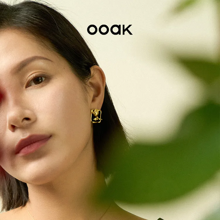 OOAK Rose Poet Collection 18K Gold Plated Copper Clip On Earrings Women's-5