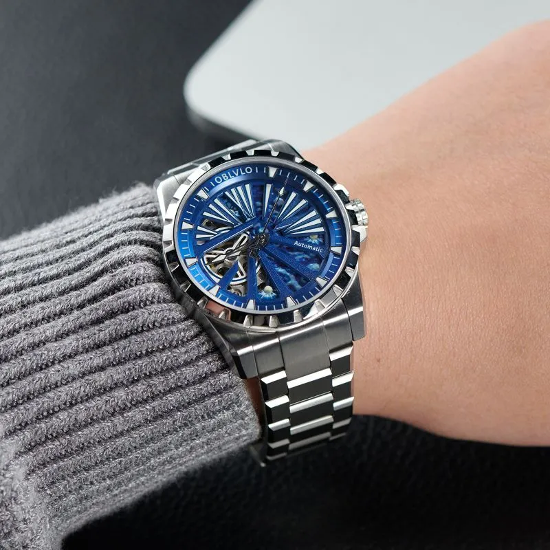 OBLVLO Automatic Mechanical Movement Watch Unisex Gold Dial-20