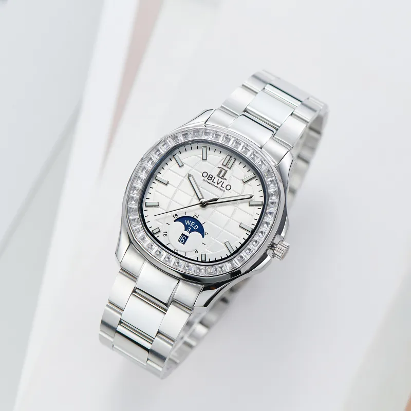 OBLVLO Automatic Mechanical Movement Watch Men's Watches Blue Dial-5