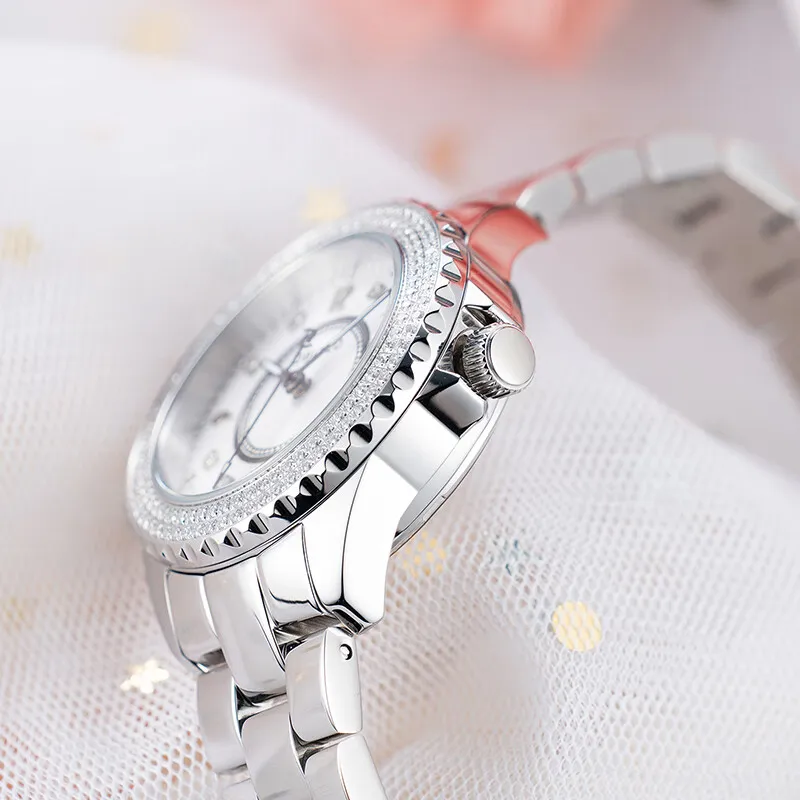 OBLVLO Automatic Mechanical Movement Stainless Steel Strap Watch Women's Watch Silver Dial-4
