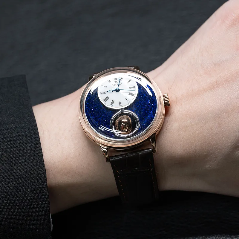 OBLVLO Automatic Mechanical Movement Cowhide Strap Men's Watches Blue Dial-8