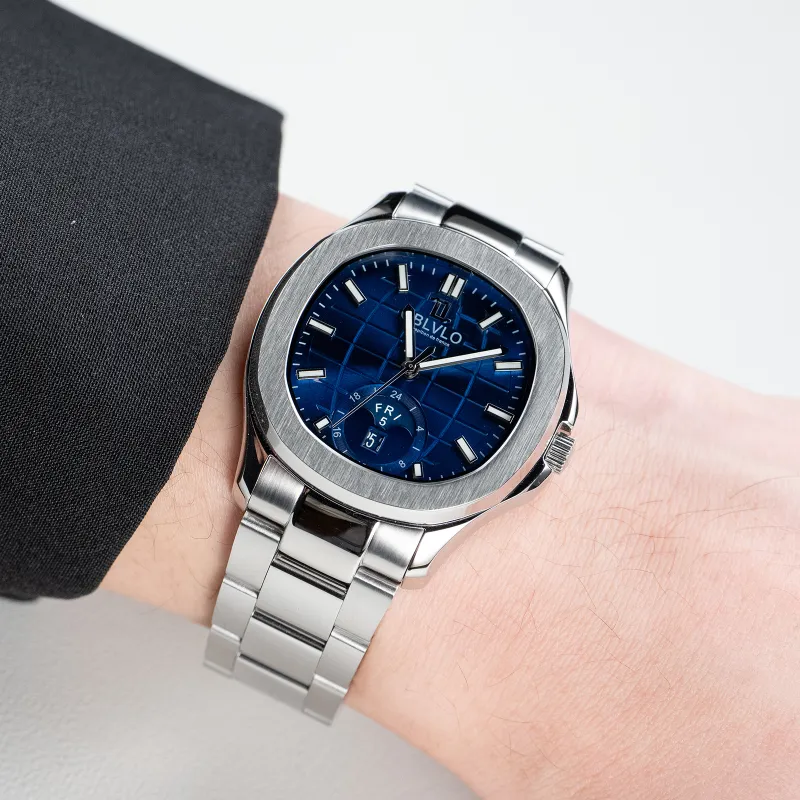 OBLVLO Automatic Mechanical Movement Stainless Steel Watchband Watch Men's Watches White Dial-3