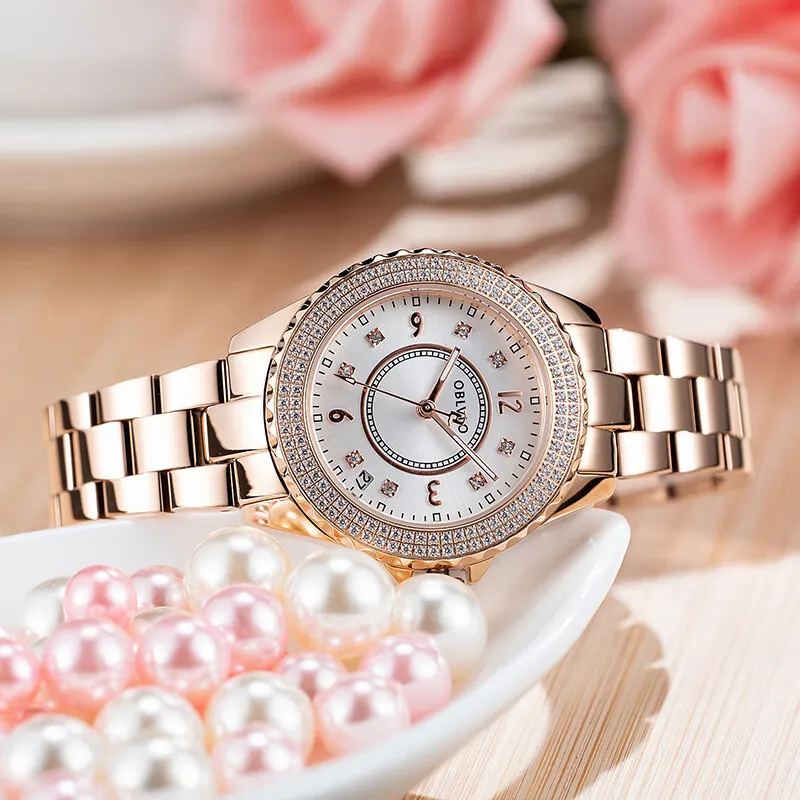 OBLVLO Automatic Mechanical Movement Stainless Steel Strap Watch Women's Watch Silver Dial-20