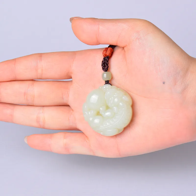 Survival Hetian Jade Pendants Unisex Pale Greenish White Jade-1