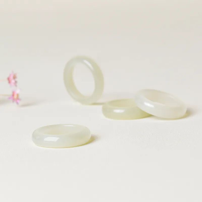 Survival Hetian Jade Rings White Jade/Pale Greenish White Jade Unisex-3