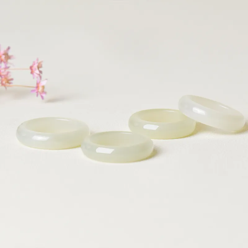 Survival Hetian Jade Rings White Jade/Pale Greenish White Jade Unisex-7