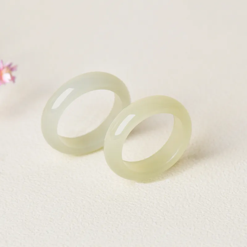 Survival Hetian Jade Rings White Jade/Pale Greenish White Jade Unisex-6