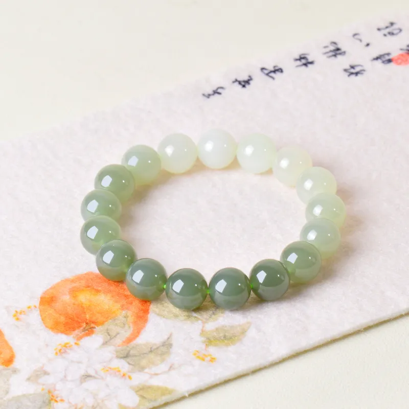 Survival Hetian Jade Bracelets Pale Greenish White Jade Women's-3